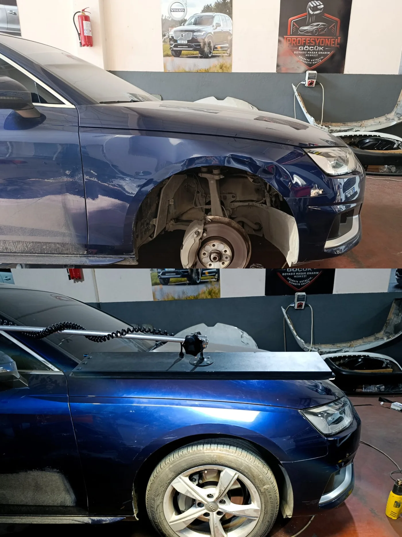 Gaziantep boyasız göçük düzeltme öncesi sonrası - Audi
